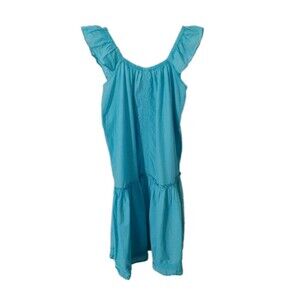 Simply Southern Collections Women's Blue Ruffled Blue Maxi Dress, Size‎ L